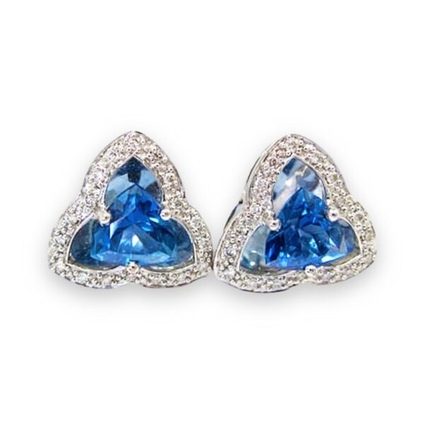 Ladies Diamond and Blue Topaz Earrings