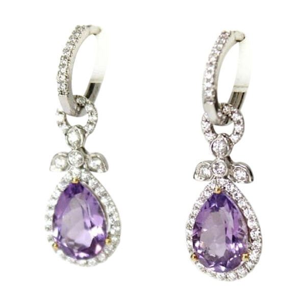 Ladies Diamond and Amethyst Earrings - Image 2