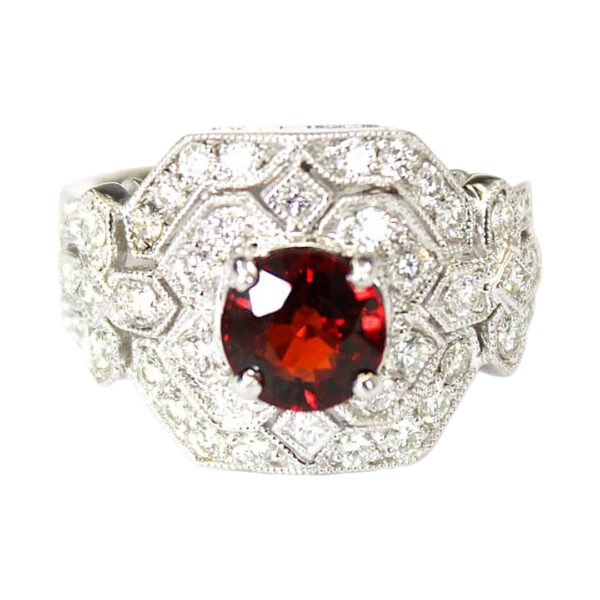 Ladies Garnet and Diamond Ring - Image 2