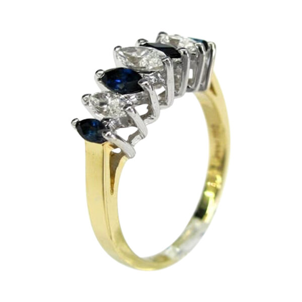 Ladies Diamond and Blue Sapphire Ring - Image 2