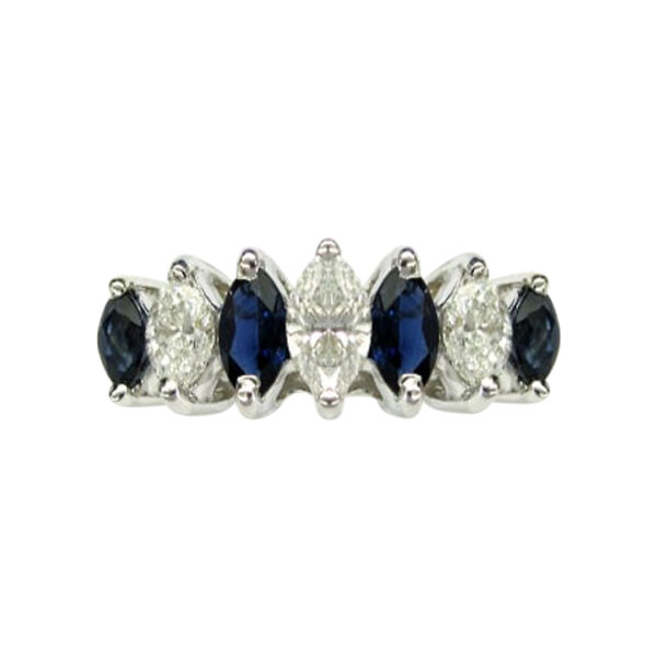 Ladies Diamond and Blue Sapphire Ring