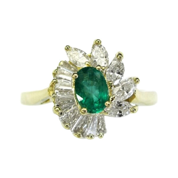 Ladies Diamond and Emerald Ring