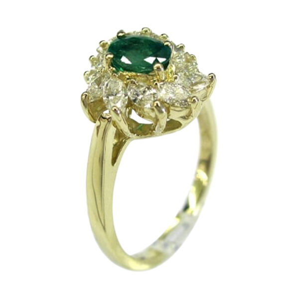 Ladies Diamond and Emerald Ring - Image 2