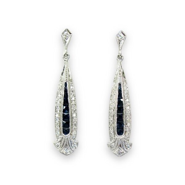 Ladies Diamond and Blue Sapphire Earrings