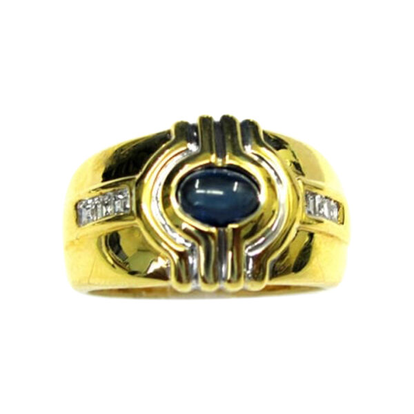 Ladies Diamond and Blue Sapphire Ring