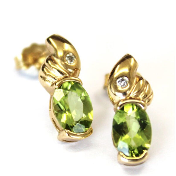 Ladies Peridot and Diamond and Earrings - Image 2