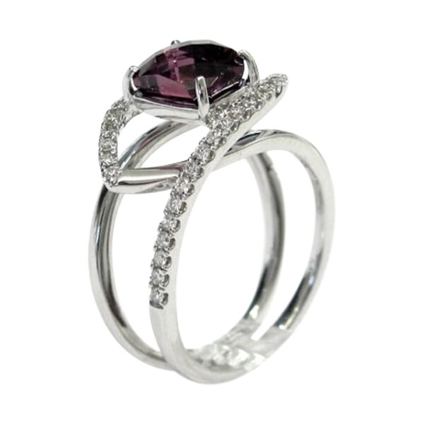 Ladies Rhodolite Garnet and Diamond Ring