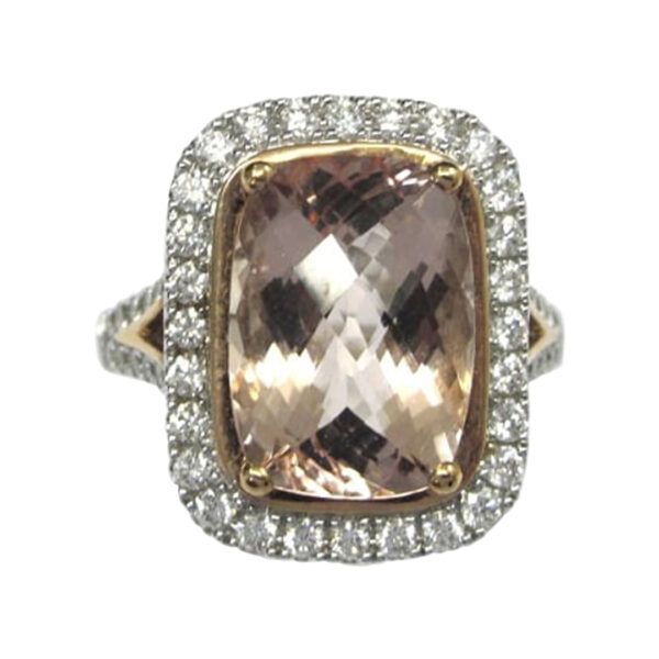 Ladies Morganite and Diamond Ring