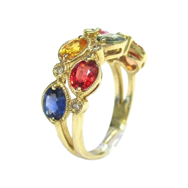 Ladies Diamond and Multi Color Sapphire Ring - Image 2