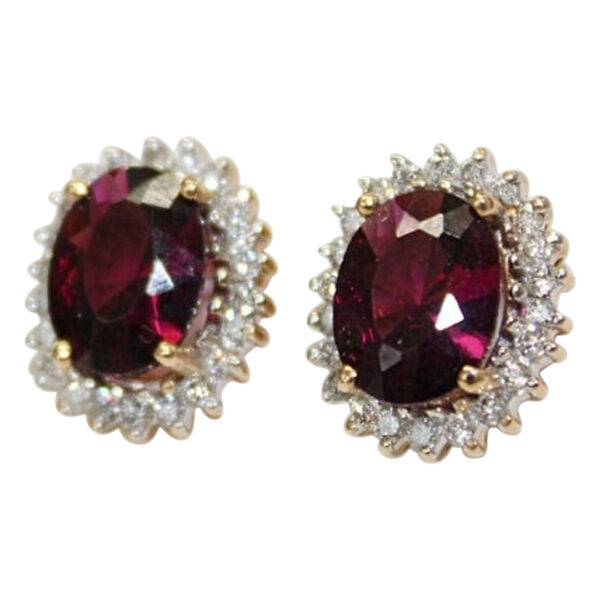 Ladies Diamond and Garnet Earrings