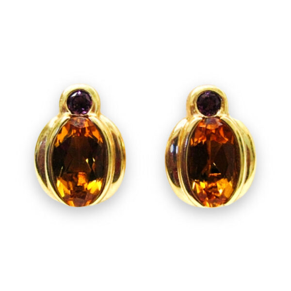 Ladies Citrine and Rhodolite Garnet Earrings