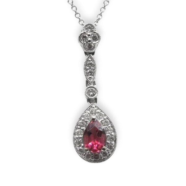 Ladies Rubellite And Diamond Pendant