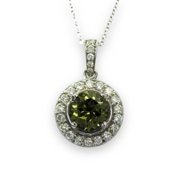 Ladies Green Tourmaline and Diamond Pendant