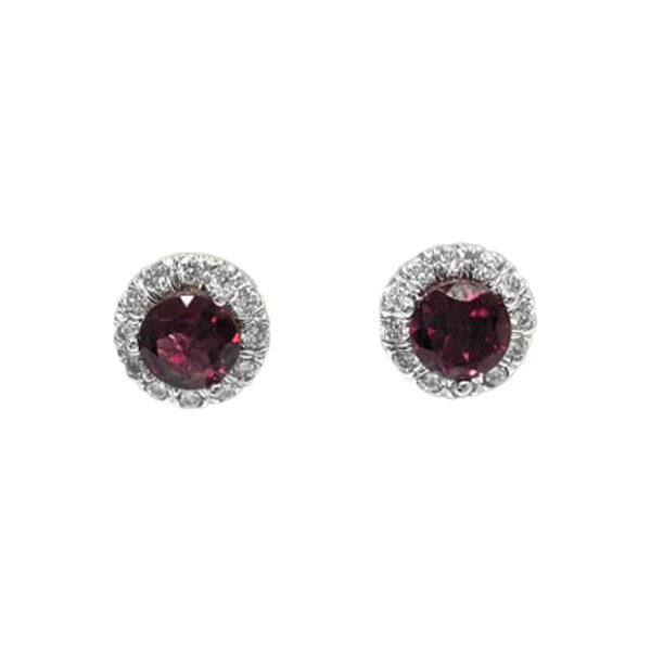 Ladies Diamond and Rhodolite Earrings