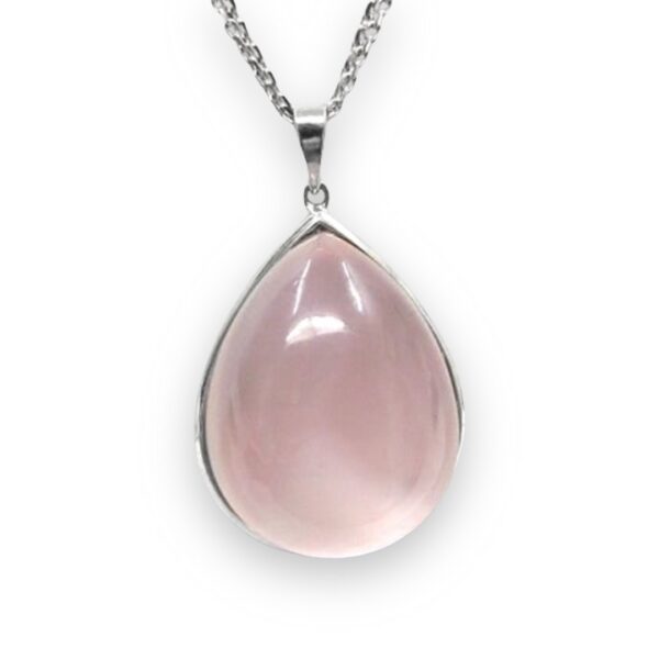 Ladies Rose Quartz And Diamond Pendant