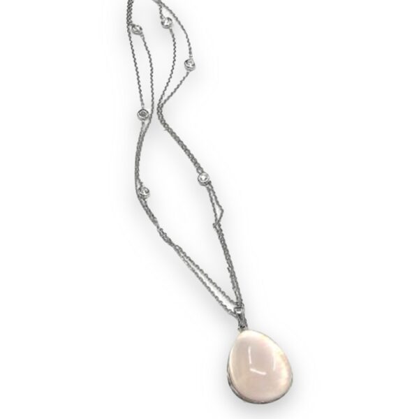 Ladies Rose Quartz And Diamond Pendant - Image 2