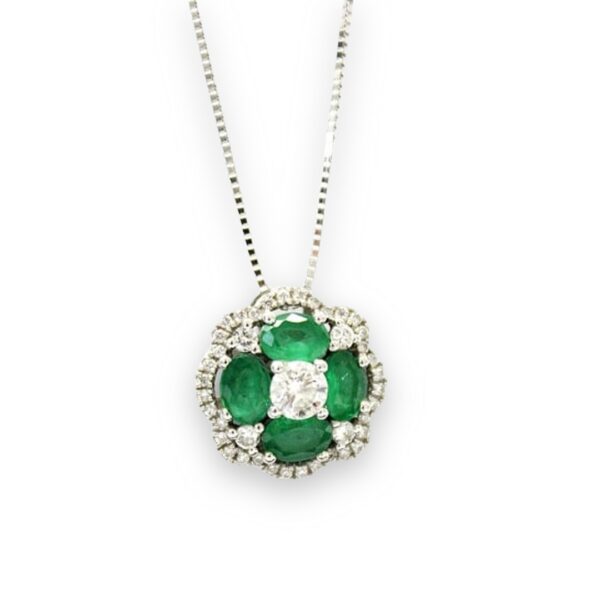 Ladies Emerald and Diamond Pendant