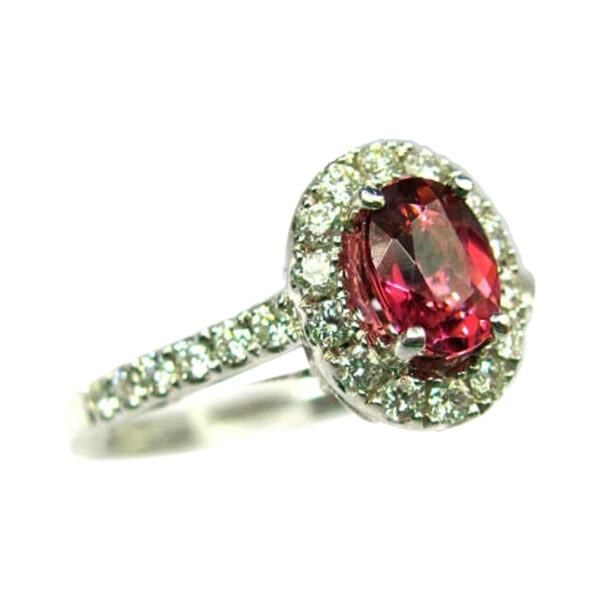 Ladies Diamond and Pink Tourmaline Ring - Image 3