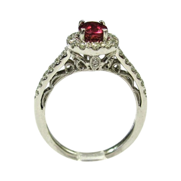 Ladies Diamond and Pink Tourmaline Ring - Image 2