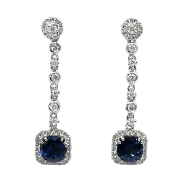 Ladies Diamond and Blue Sapphire Earrings