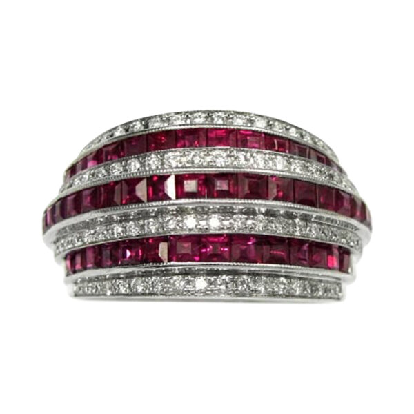 Ladies Diamond and Ruby Ring