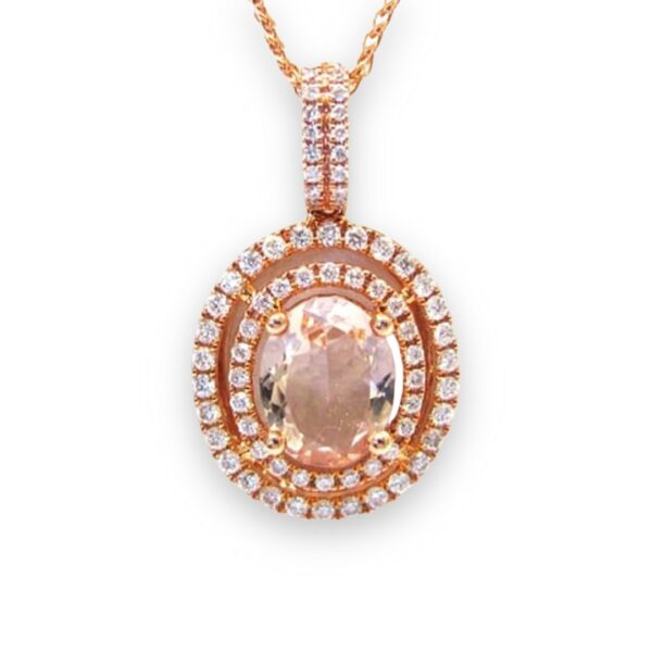 Ladies Morganite and Diamond Pendant