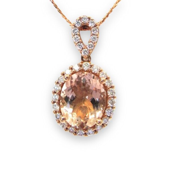 Ladies Morganite and Diamond Pendant