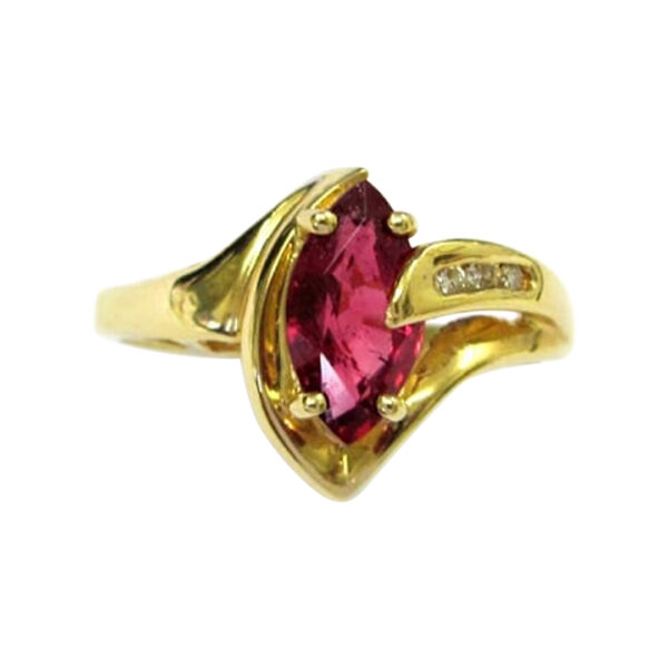 Ladies Pink Tourmaline and Diamond Ring