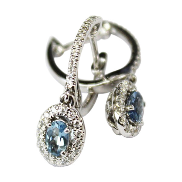 Ladies Diamond and Aquamarine  Earrings