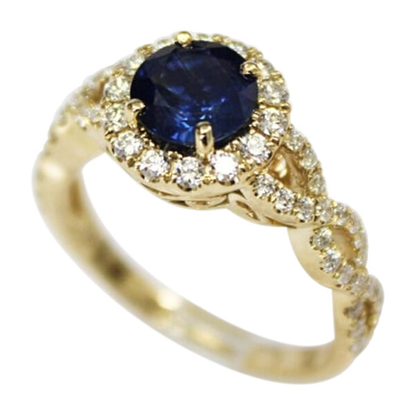 Ladies Blue Sapphire and Diamond Ring - Image 4