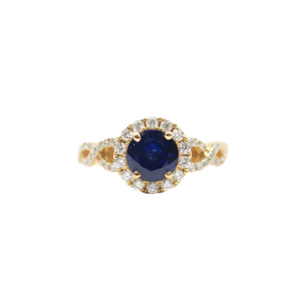 Ladies Blue Sapphire and Diamond Ring