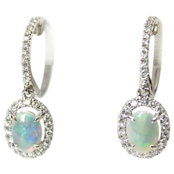 Ladies Diamond and Opal Earrings