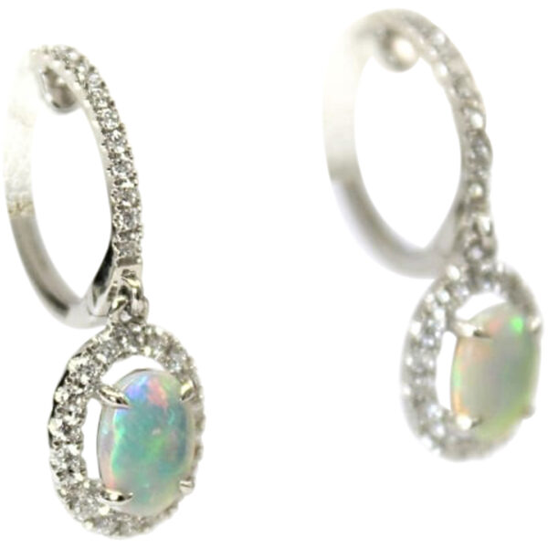 Ladies Diamond and Opal Earrings - Image 2