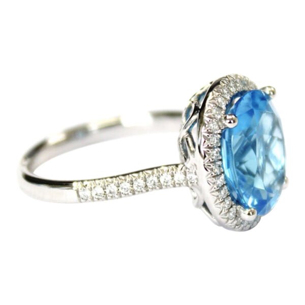 Ladies Blue Topaz and Diamond Ring