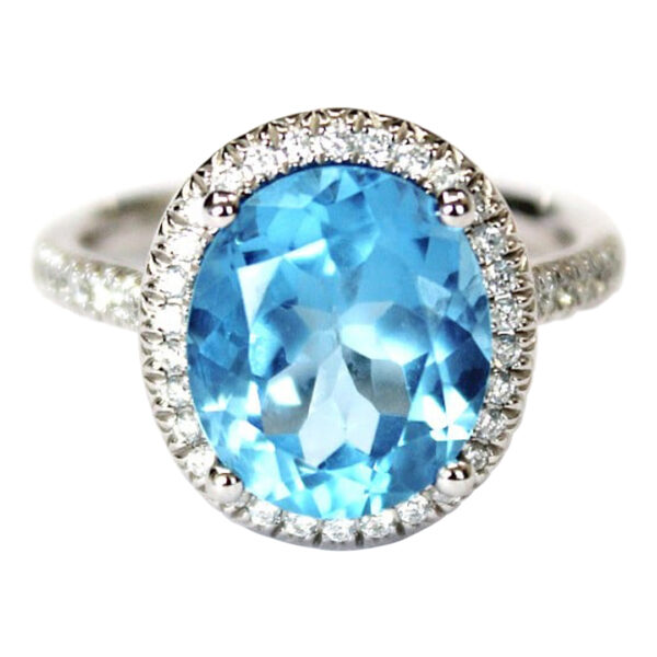 Ladies Blue Topaz and Diamond Ring - Image 2