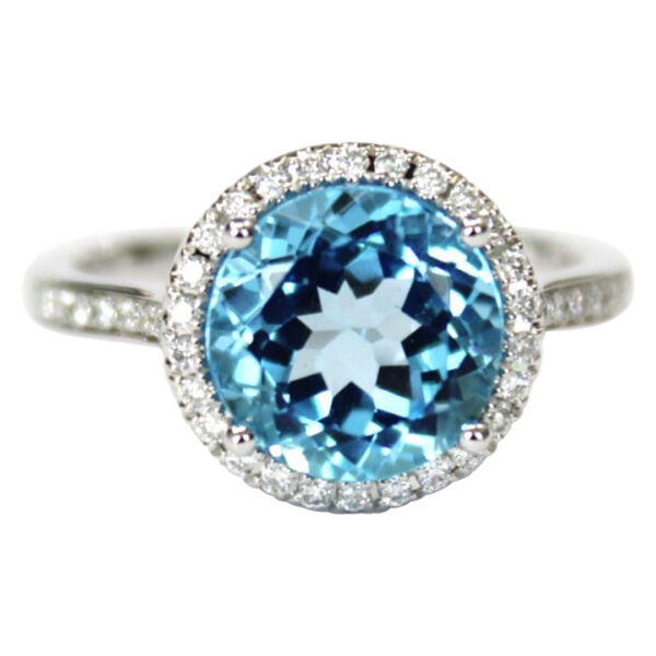 Ladies Blue Topaz and Diamond Ring - Image 2