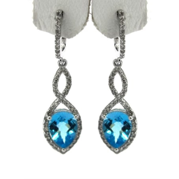 Ladies Diamond and Blue Topaz Earrings