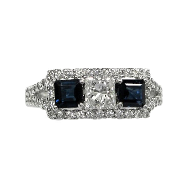 Ladies Diamond and Sapphire Ring - Image 2