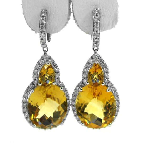 Ladies Diamond and Citrine Earrings