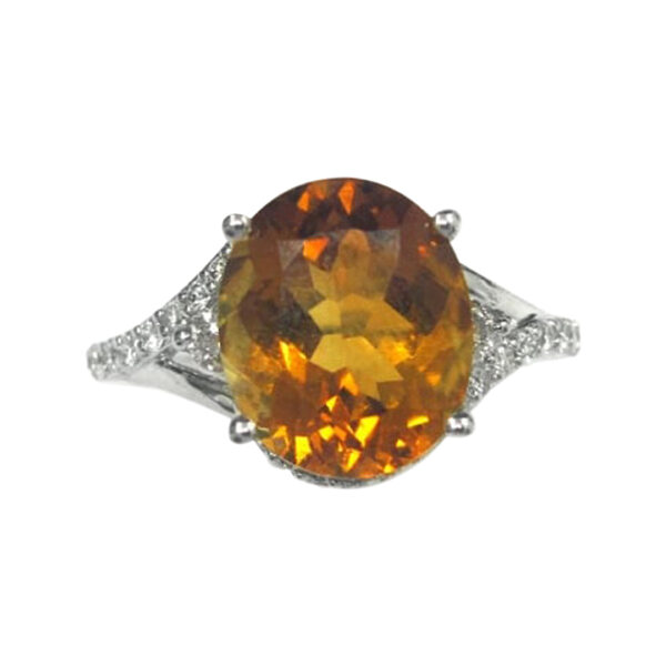 Ladies Diamond and Citrine Ring