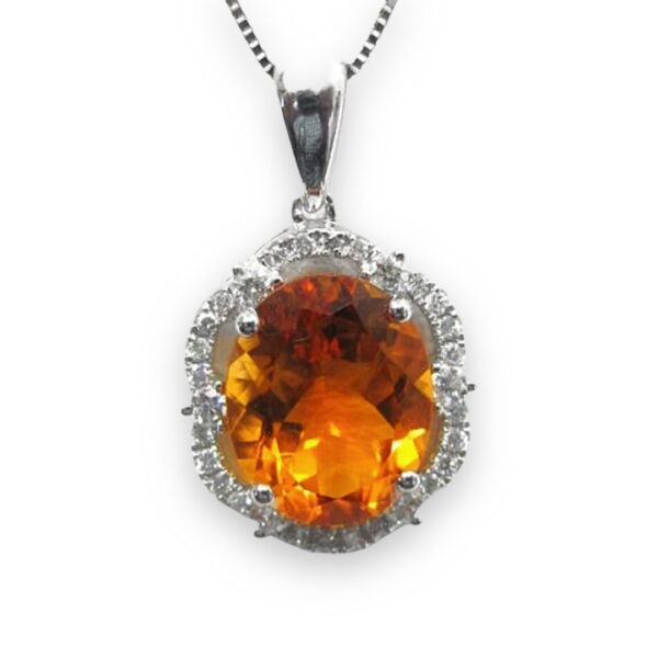 Ladies Citrine and Diamond Pendant