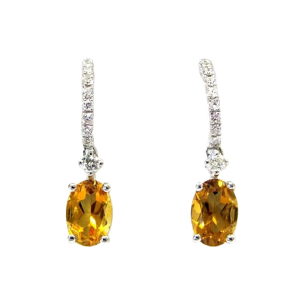 Ladies Diamond and Citrine Earrings