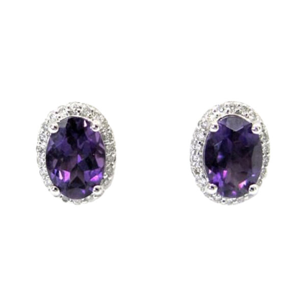 Ladies Diamond and Amethyst Earrings