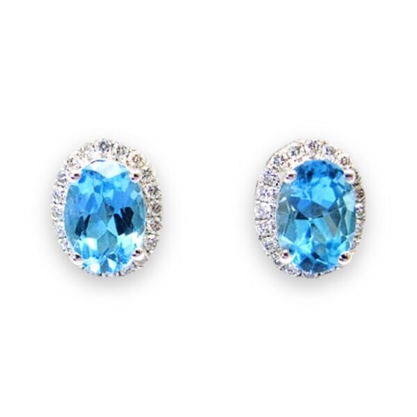 Ladies Diamond and Blue Topaz Earrings