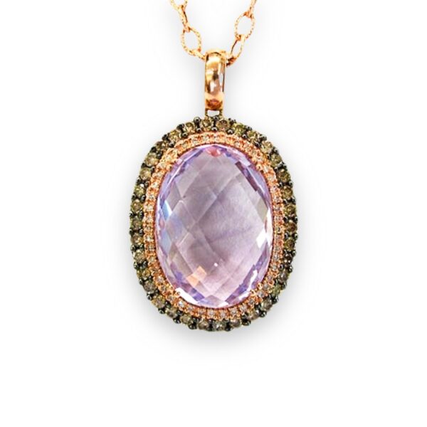 Ladies Brown Diamond and Gemstone Pendant