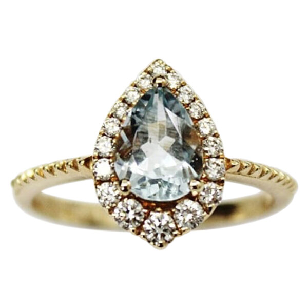 Ladies Aquamarine and Diamond Ring