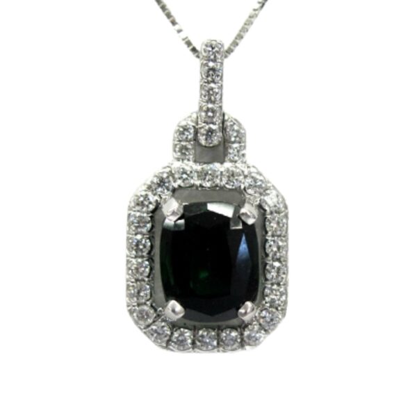 Ladies Green Tourmaline and Diamond Pendant