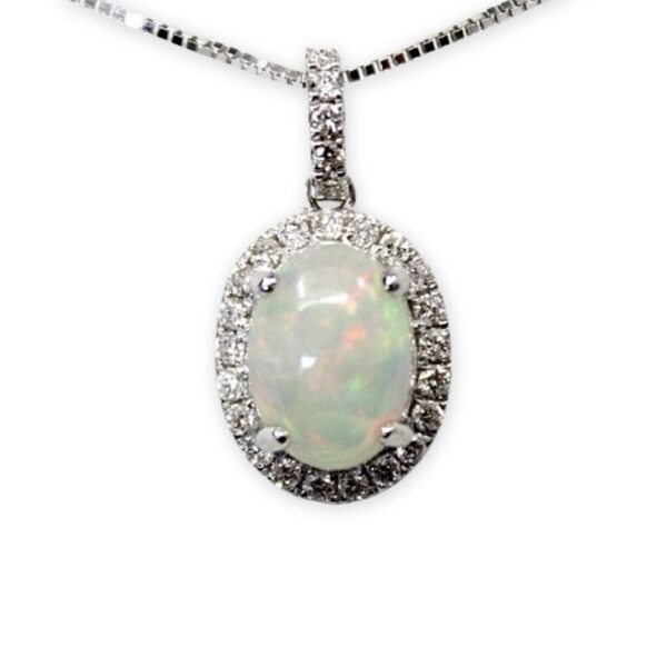 Ladies Opal and Diamond Pendant