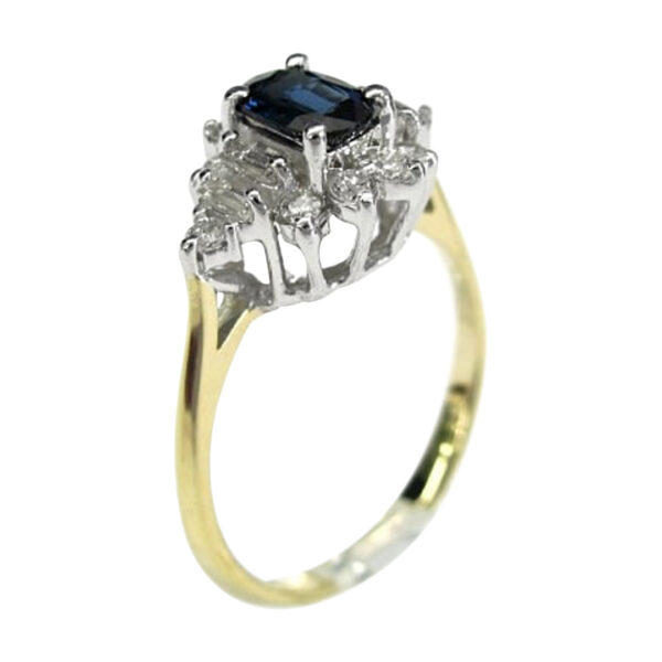 Ladies Diamond and Blue Sapphire Ring - Image 2