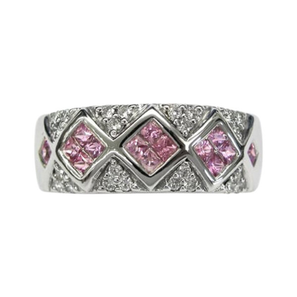 Ladies Diamond and Pink Sapphire Ring